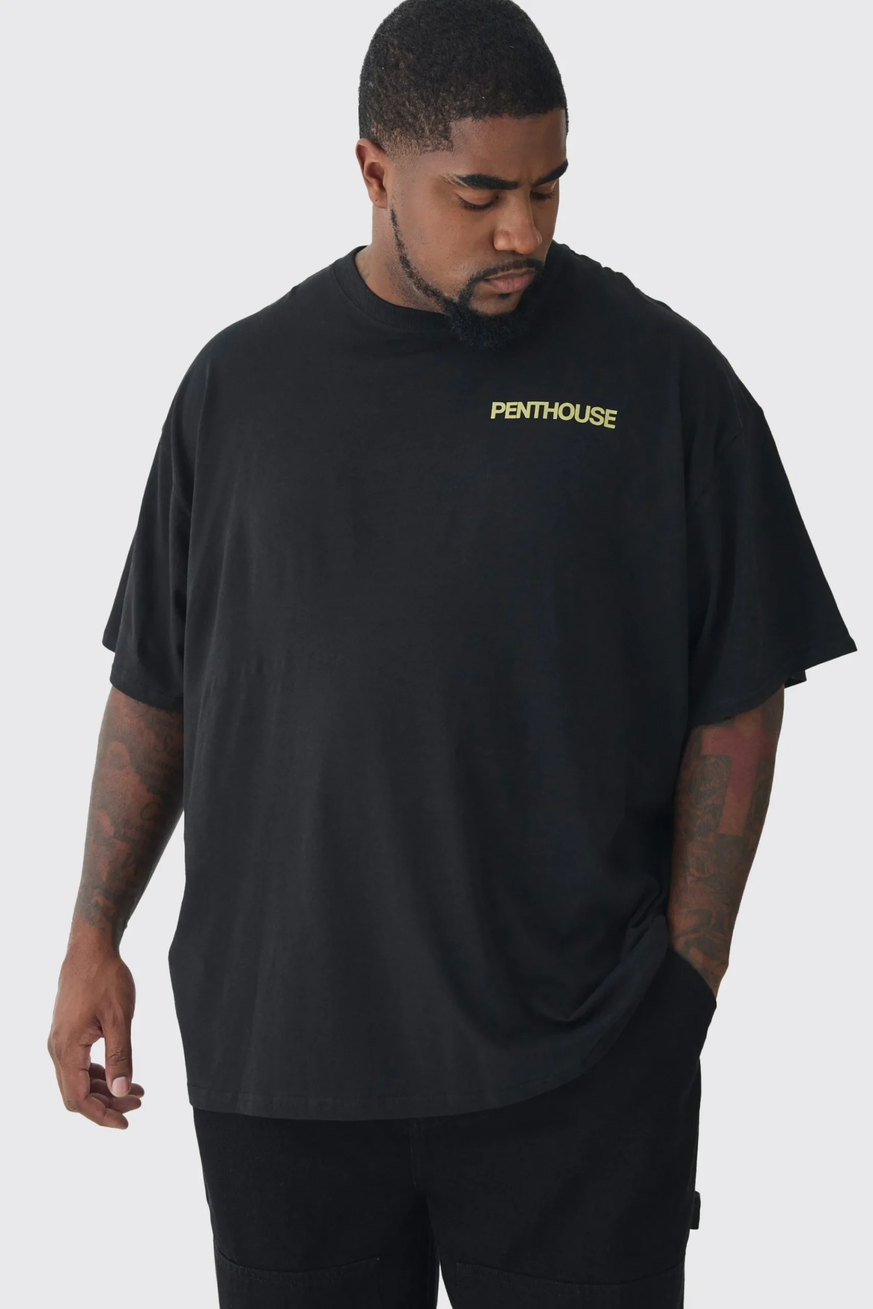 Plus Oversized Penthouse Magazine License T-Shirt | UK^boohooMAN Clearance