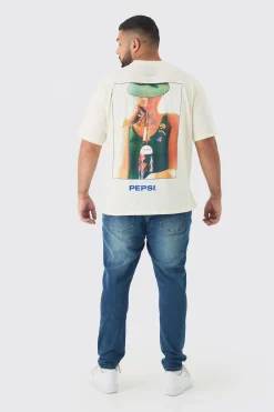 Plus Oversized Pepsi License Print T-Shirt | UK^boohooMAN Hot