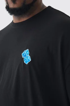 Plus Oversized Plus Blue Dice Embroidered T-shirt In | UK^boohooMAN Outlet