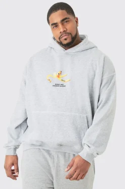 boohooMAN Plus Oversized Plush Boxy Drop Shoulder Printed Hoodie | UK| Hoodies & Sweatshirts