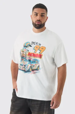 Plus Oversized Pour Homme Moto Print T-Shirt | UK^boohooMAN Clearance