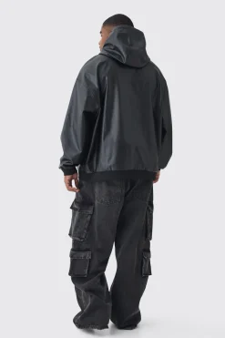 boohooMAN Plus Oversized Pu Drop Shoulder Embossed Hoodie | UK| Hoodies & Sweatshirts