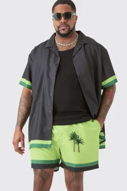 boohooMAN Plus Oversized Resort Print Shirt & Swim Short Set In | UK| Sets & Co-Ords