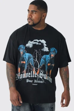 Plus Oversized Rottweiler Graphic T-shirt | UK^boohooMAN