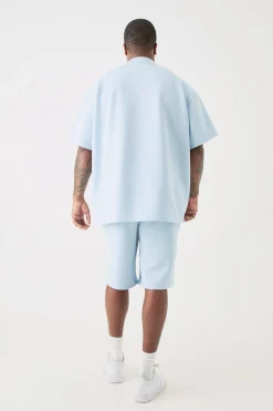 boohooMAN Plus Oversized Scuba T-shirt & Relaxed Short Set | UK| Tracksuits