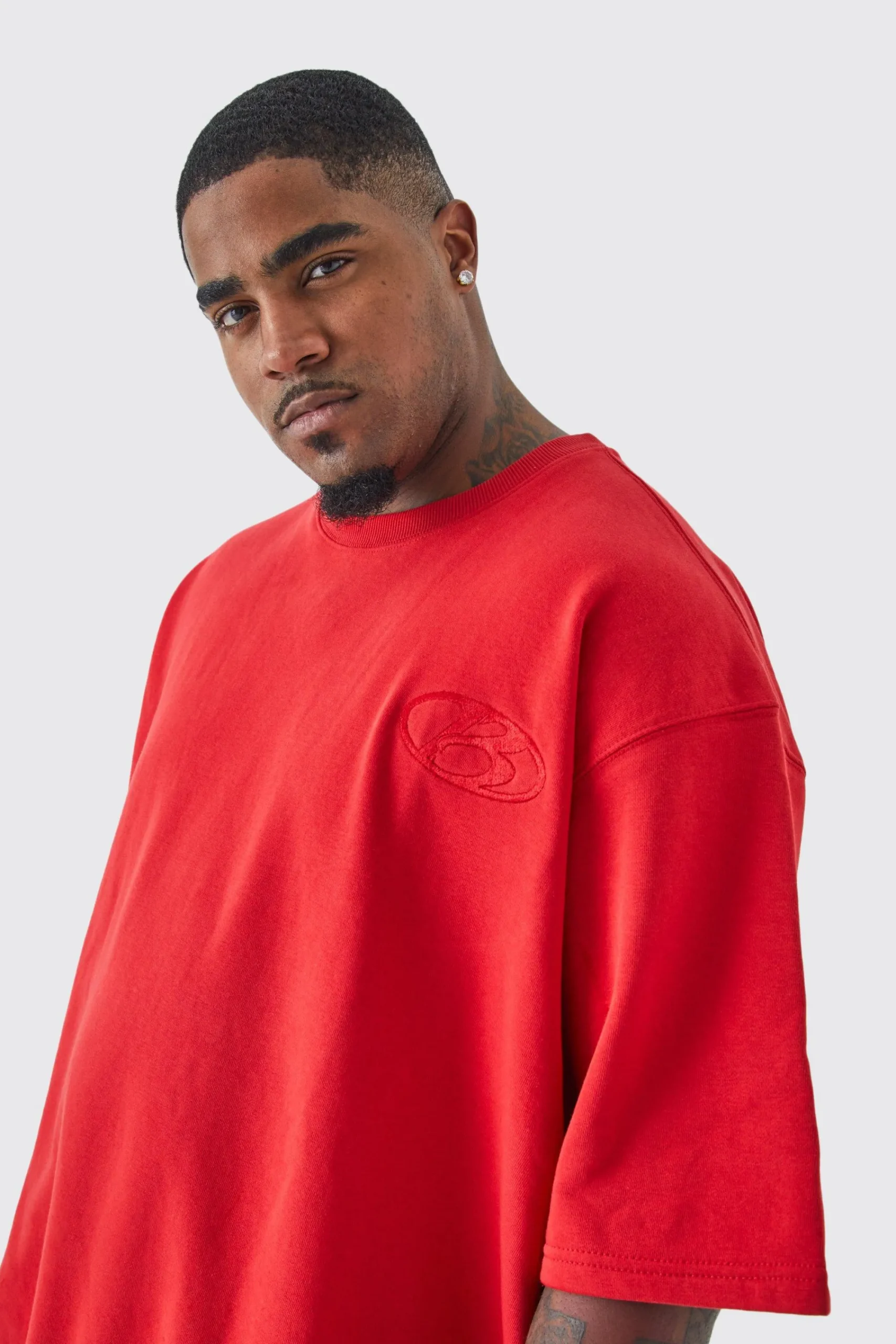 boohooMAN Plus Oversized Short Sleeve Lightweight Boxy Sweatshirt | UK| Hoodies & Sweatshirts