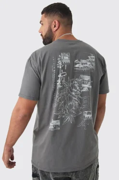 Plus Oversized Stencil Back Print T-shirt | UK^boohooMAN Online