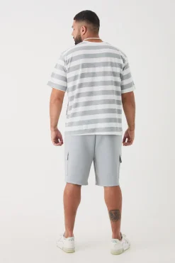 Plus Oversized Textured Stripe T-shirt | UK^boohooMAN Clearance