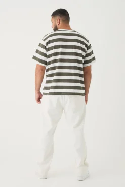 Plus Oversized Textured Stripe T-shirt | UK^boohooMAN Clearance