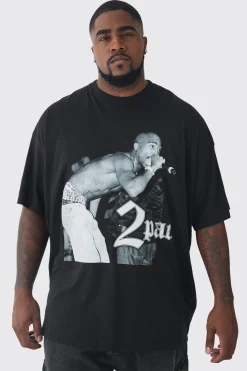 Plus Oversized Tupac License Print T-Shirt | UK^boohooMAN