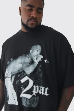 Plus Oversized Tupac License Print T-Shirt | UK^boohooMAN