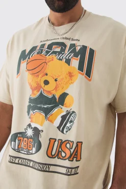 Plus Oversized Varsity Teddy Graphic T-shirt | UK^boohooMAN Discount