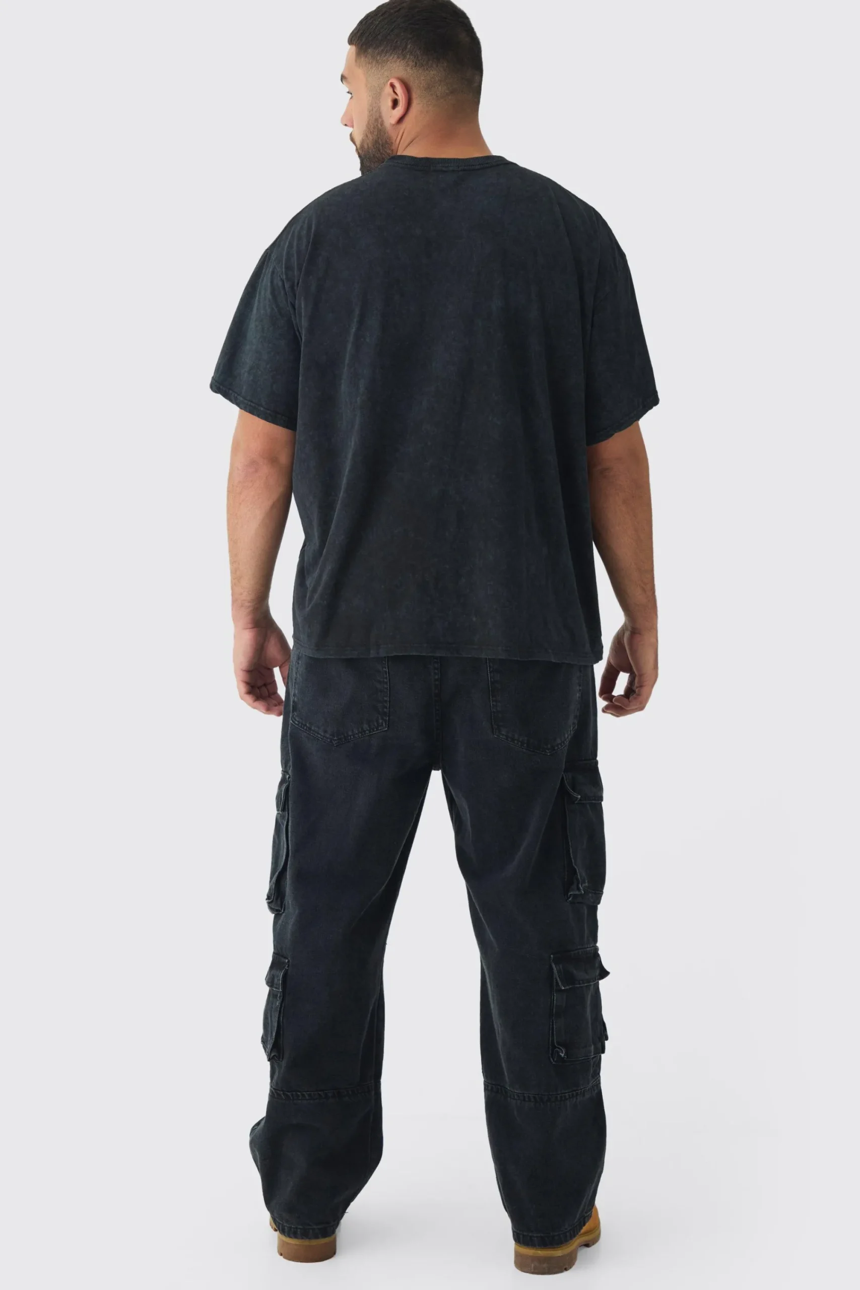 Plus Oversized Washed Cross Embroidered T-Shirt | UK^boohooMAN Outlet