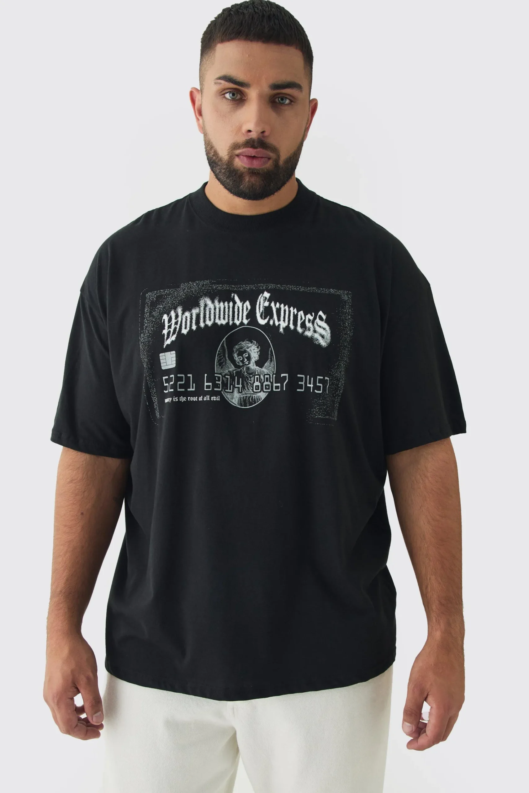 Plus Oversized Worldwide Express Print T-Shirt | UK^boohooMAN Sale