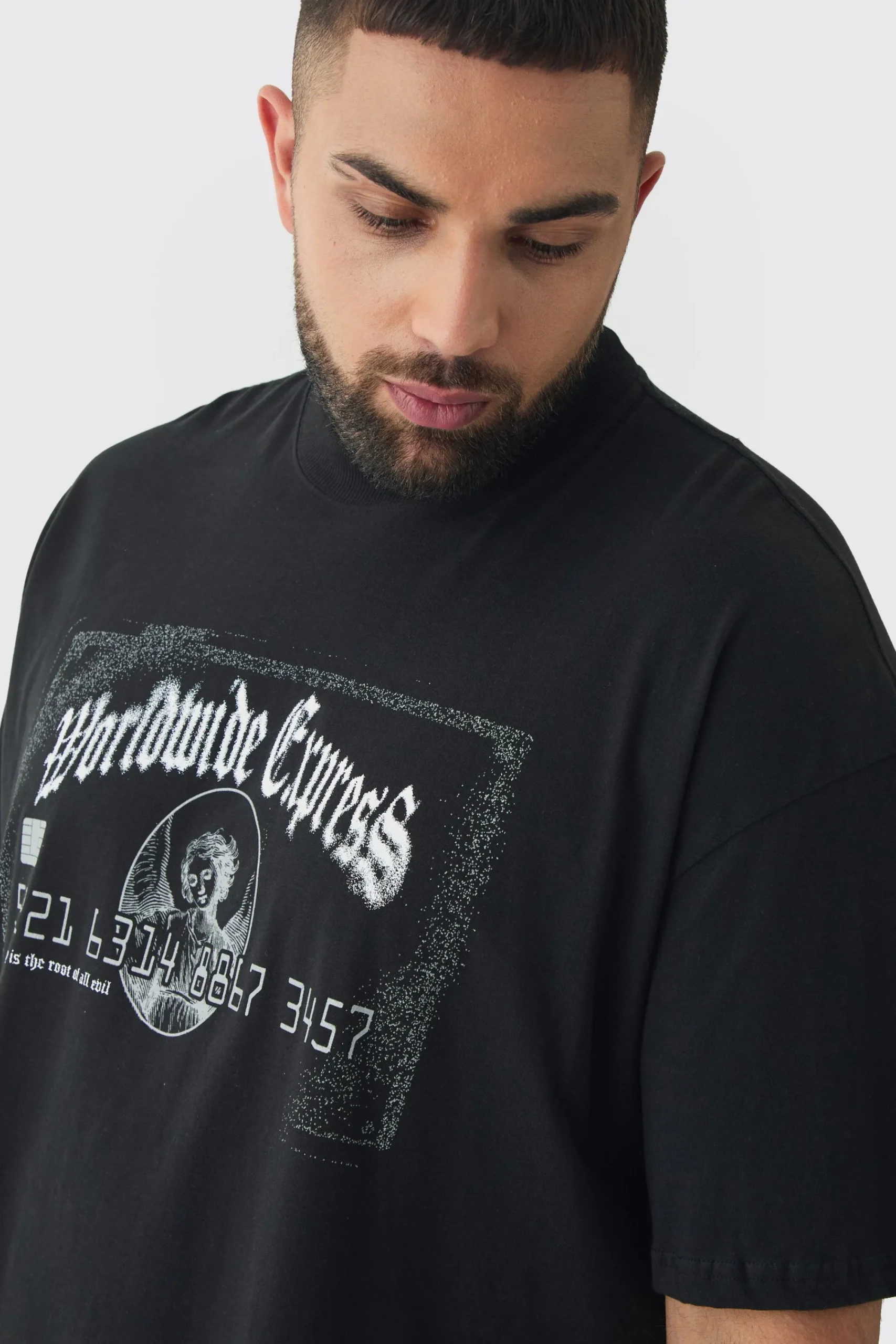 Plus Oversized Worldwide Express Print T-Shirt | UK^boohooMAN Sale