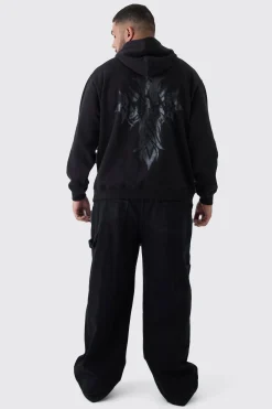 boohooMAN Plus Oversized Worldwide Gothic Cross Print Hoodie | UK| Hoodies & Sweatshirts