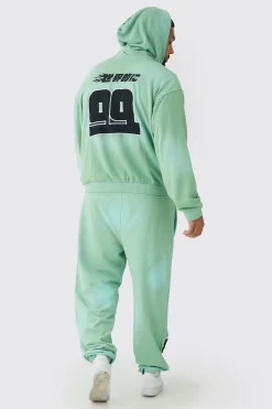 boohooMAN Plus Oversized Zip Thru Heavy Washed Applique Hoodie | UK| Hoodies & Sweatshirts