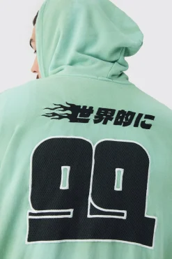 boohooMAN Plus Oversized Zip Thru Heavy Washed Applique Hoodie | UK| Hoodies & Sweatshirts