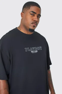Plus Playboy Rhinestone License T-shirt | UK^boohooMAN New