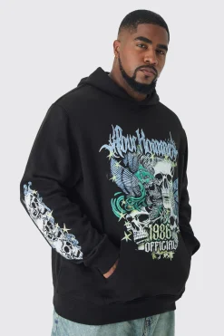 boohooMAN Plus Pour Homme Butterfly Print Hoodie In | UK| Hoodies & Sweatshirts