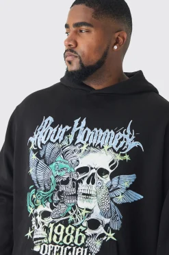 boohooMAN Plus Pour Homme Butterfly Print Hoodie In | UK| Hoodies & Sweatshirts