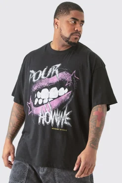 Plus Pour Homme Lips Graphic T-shirt In | UK^boohooMAN Hot
