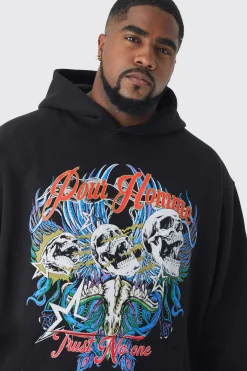 boohooMAN Plus Pour Homme Skull Print Oversized Hoodie | UK| Hoodies & Sweatshirts