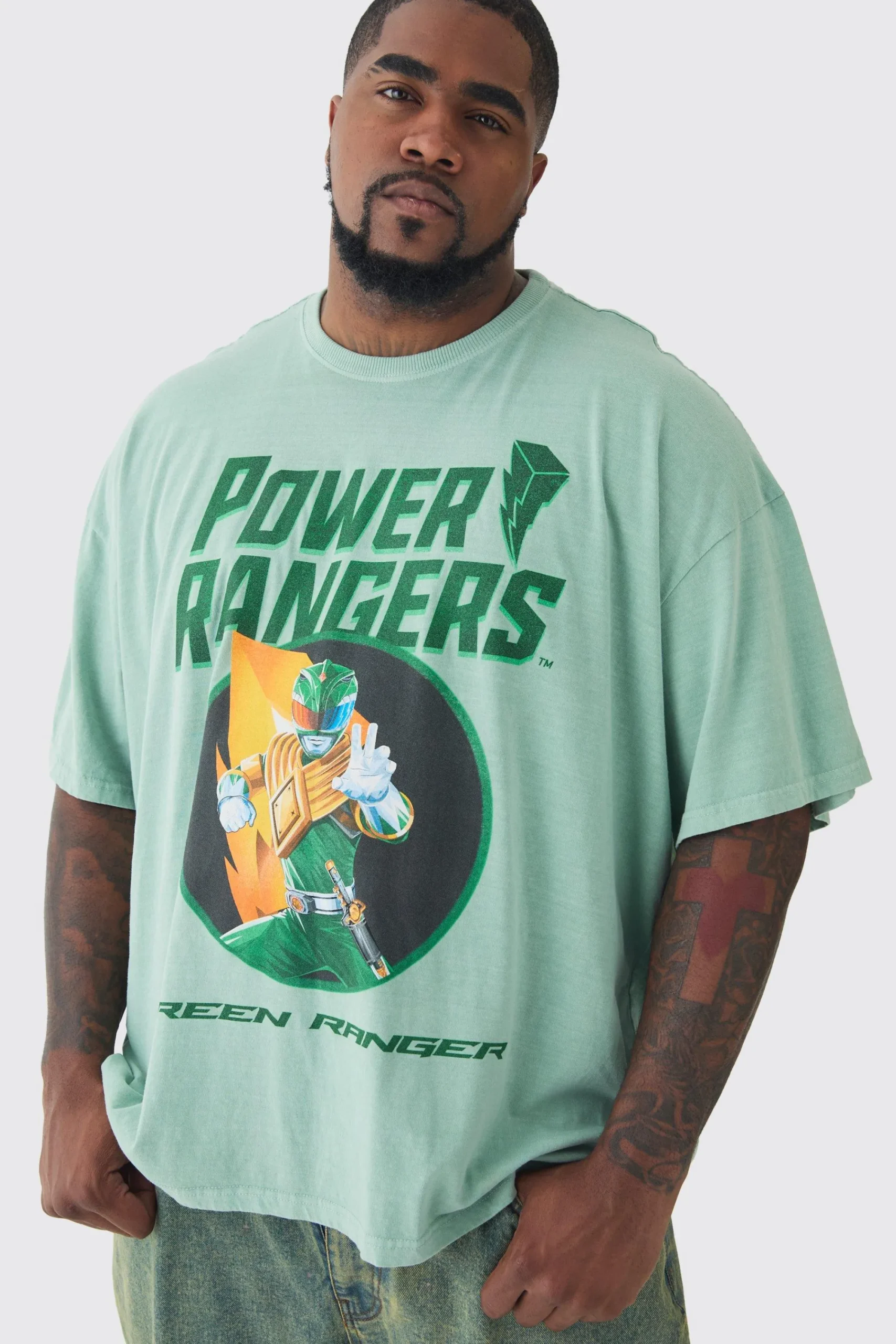 Plus Power Ranger License Print T-shirt In | UK^boohooMAN Online
