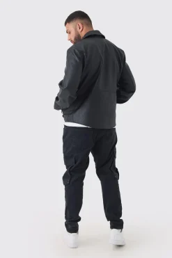 boohooMAN Plus PU Biker Jacket In | UK| Coats & Jackets