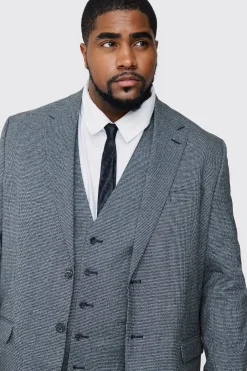 boohooMAN Plus Regular Fit Mini Dogtooth Suit In | UK| Sets & Co-Ords