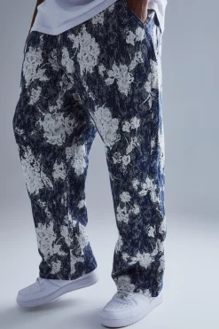 boohooMAN Plus Relaxed Fit Tapestry Trouser | UK| Trousers
