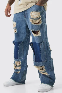 boohooMAN Plus Relaxed Rigid Distressed Jeans | UK| Jeans