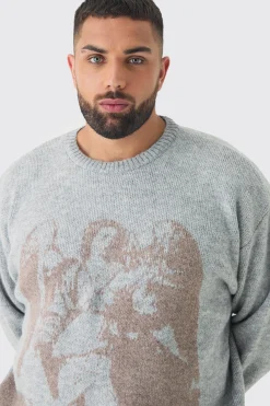 boohooMAN Plus Renaissance Oversized Fluffy Knitted Sweat | UK| Knitwear