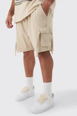 boohooMAN Plus Ribbed Relaxed Cargo Short In | UK| Shorts