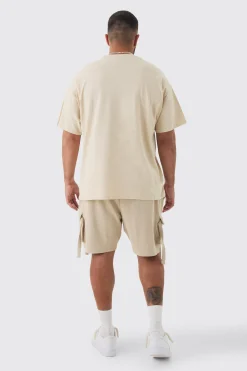 boohooMAN Plus Ribbed Relaxed Cargo Short In | UK| Shorts