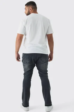 boohooMAN Plus Ripped Gusset Detail Stretch Skinny Flared Jeans | UK| Trousers|Jeans