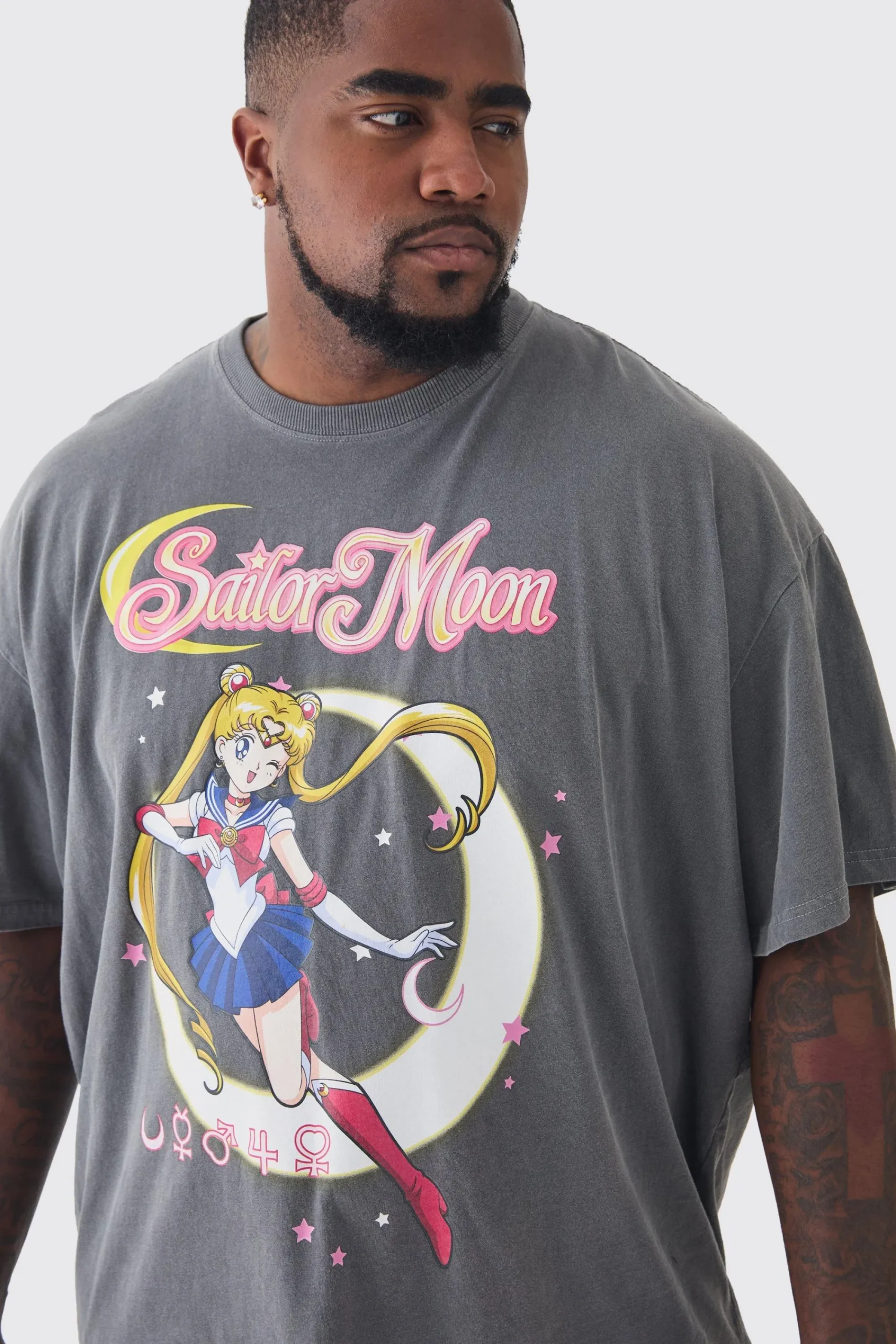 Plus Sailor Moon Licence Washed T-shirt In | UK^boohooMAN New