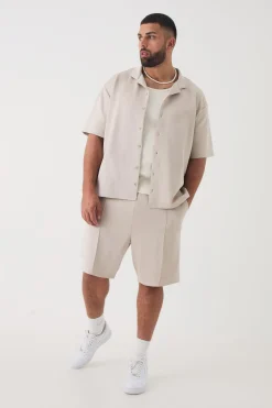 boohooMAN Plus Scuba Drop Revere Shirt & Short Set | UK| Sets & Co-Ords|Tracksuits