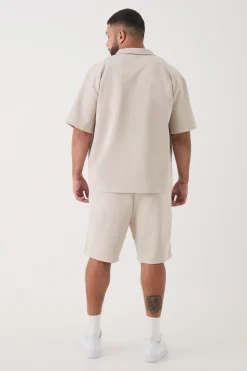 boohooMAN Plus Scuba Drop Revere Shirt & Short Set | UK| Sets & Co-Ords|Tracksuits