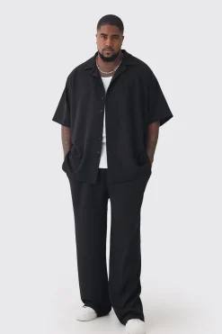 boohooMAN Plus Scuba Twill Oversized Shirt & Trouser Set | UK| Sets & Co-Ords