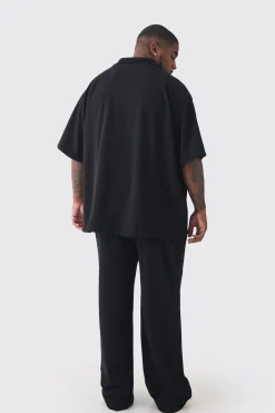 boohooMAN Plus Scuba Twill Oversized Shirt & Trouser Set | UK| Sets & Co-Ords