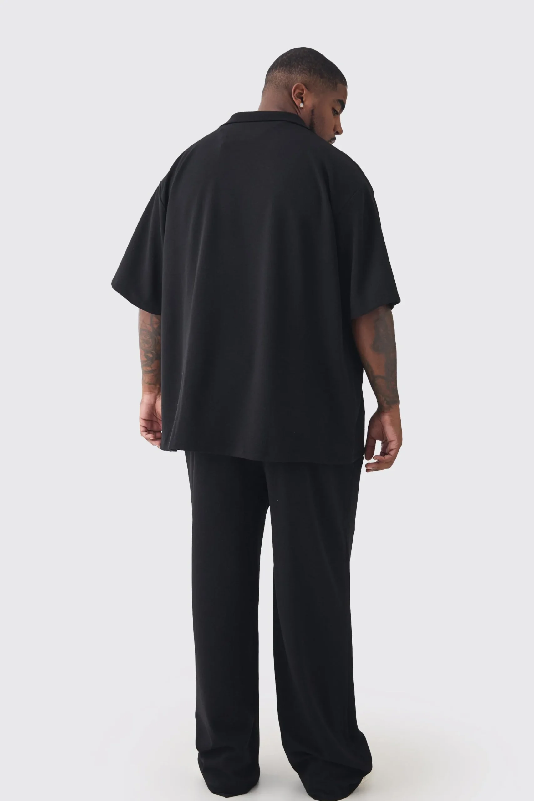 boohooMAN Plus Scuba Twill Oversized Shirt & Trouser Set | UK| Sets & Co-Ords
