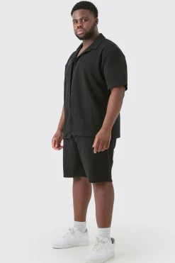 boohooMAN Plus Short Sleeve Drop Revere Shirt & Short Set In | UK| Sets & Co-Ords