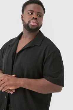 boohooMAN Plus Short Sleeve Drop Revere Shirt & Short Set In | UK| Sets & Co-Ords