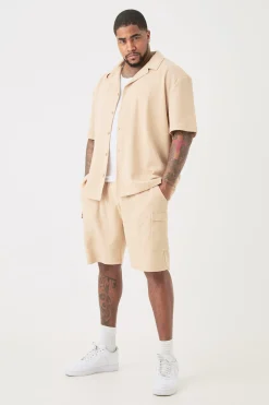 boohooMAN Plus Short Sleeve Drop Revere Shirt & Cargo Short Set In | UK| Shorts|Sets & Co-Ords