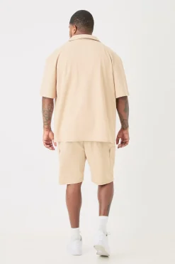 boohooMAN Plus Short Sleeve Drop Revere Shirt & Cargo Short Set In | UK| Shorts|Sets & Co-Ords