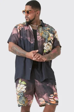 boohooMAN Plus Short Sleeve Snake Shirt & Short Set | UK| Sets & Co-Ords