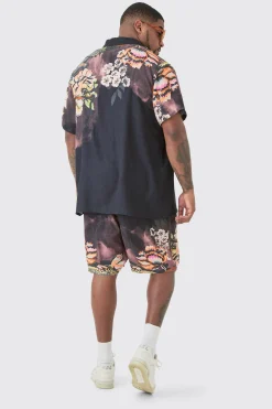 boohooMAN Plus Short Sleeve Snake Shirt & Short Set | UK| Sets & Co-Ords