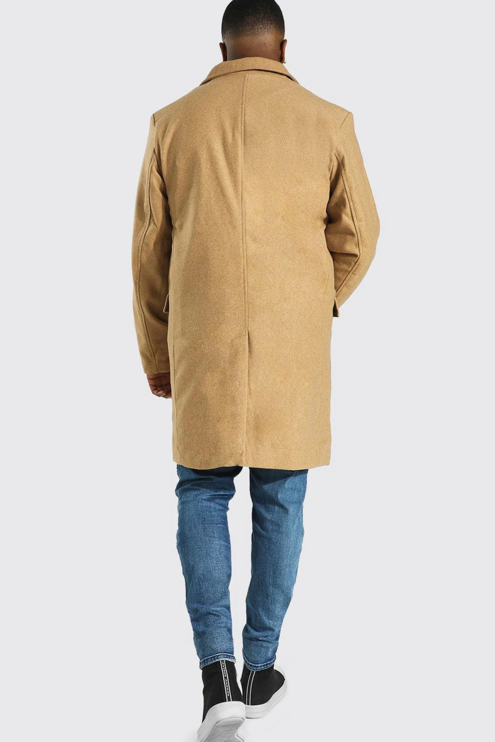 boohooMAN Plus Single Breasted Wool Look Overcoat In | UK| Coats & Jackets