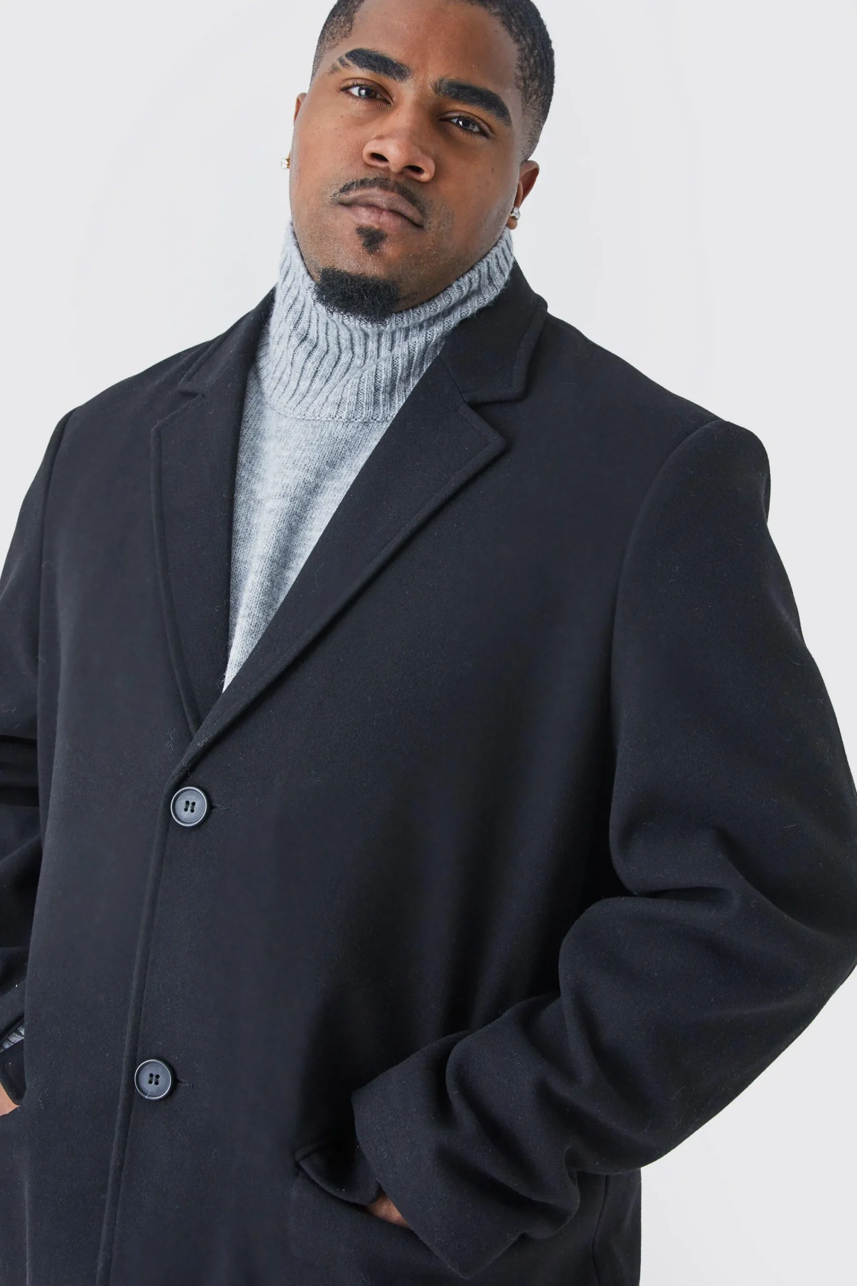 boohooMAN Plus Single Breasted Wool Look Overcoat In | UK| Coats & Jackets